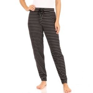 TAHARI Black and White Striped Lounge Pants. Size: Large.